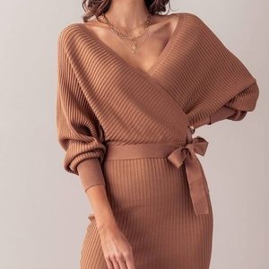 Solid long sleeve sweater dress